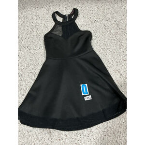 Womans Material Girl Medium Black Fit And Flare Zip Back Club Dress